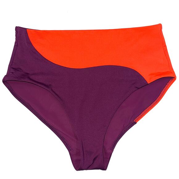 Athleta Asymmetrical Colorblock High Waist Swim Bikini Bottom Size Small - Picture 2 of 10